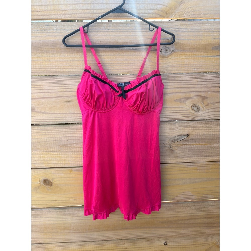 Smart & Sexy Hot Pink Underwire Chemise Nightgown Ruffle Hem 38D S70040